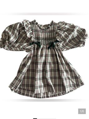 Tullabee Plaid Kids Formal Dress with Ruffle and bow Accents